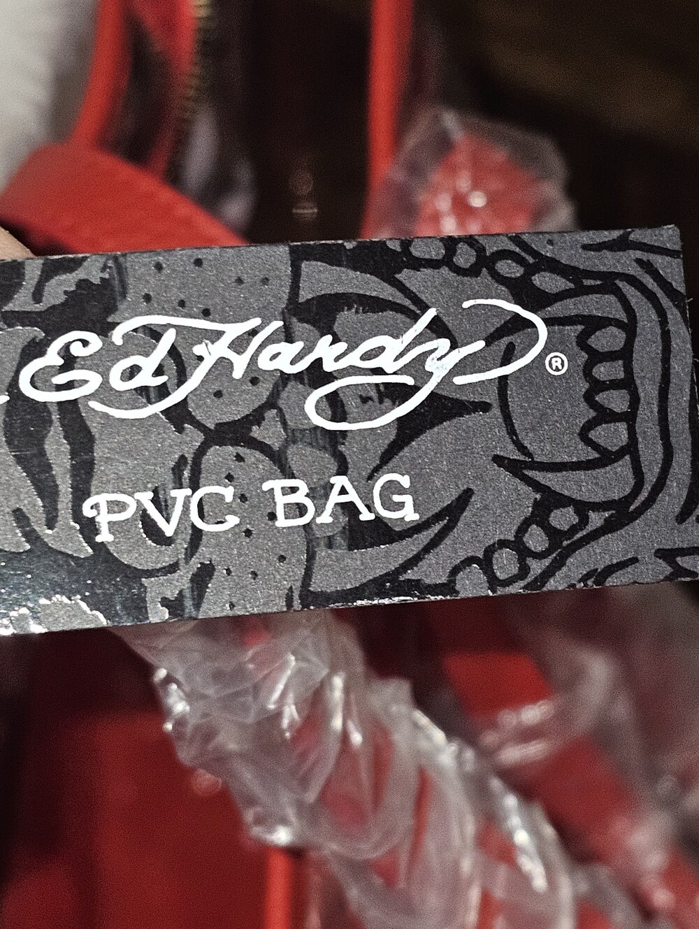 Ed Hardy Red Cherry Clear Tote Bag with Matching Pouch - Picture 2 of 6
